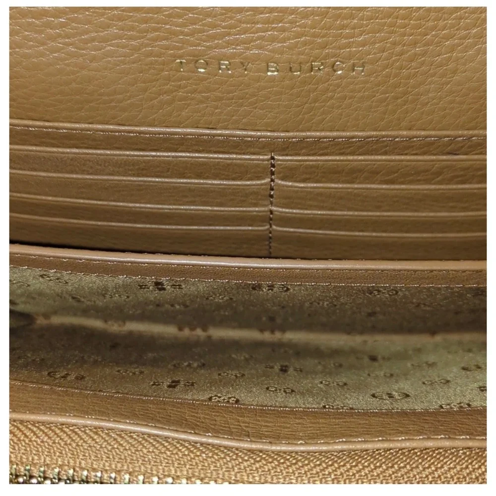Tory Burch Miller Wallet on Chain Tan Pebble Leather Whipstitch Crossbody Bag